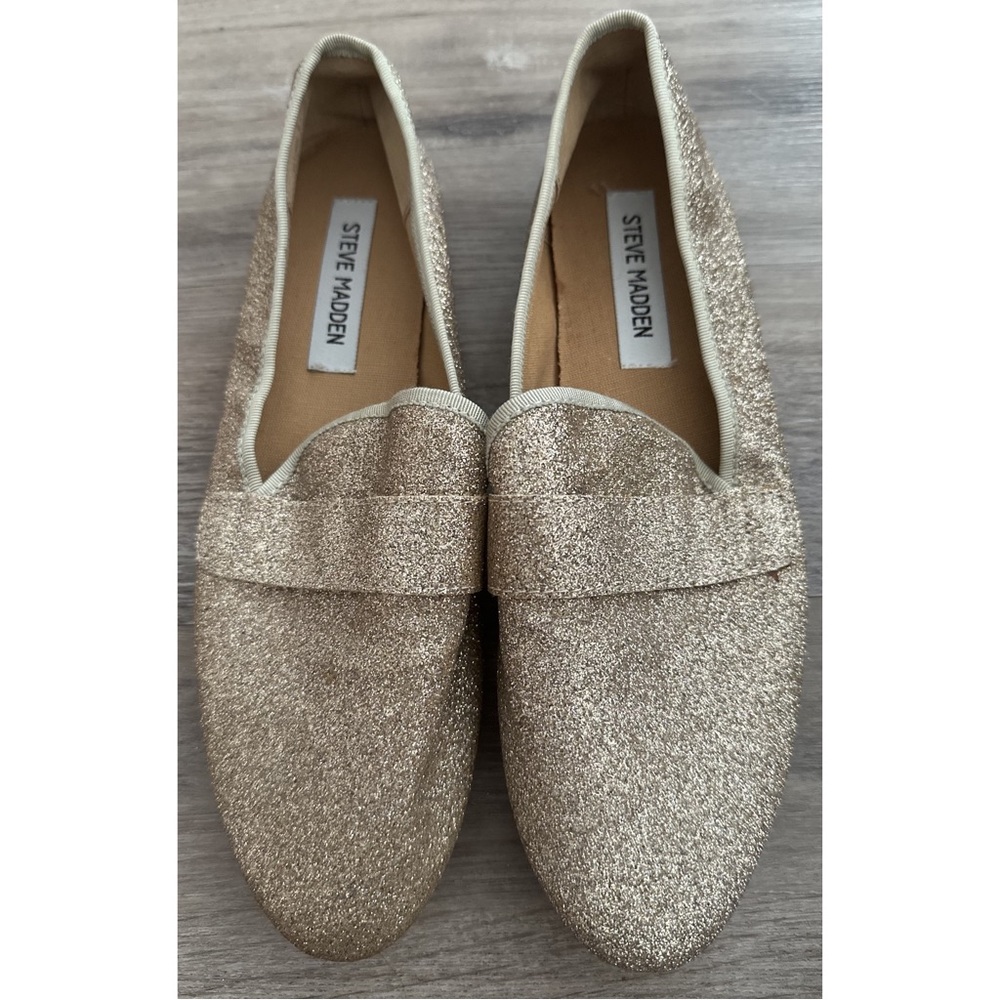 Brand New! Steve Madden Gold Sparkly Loafers